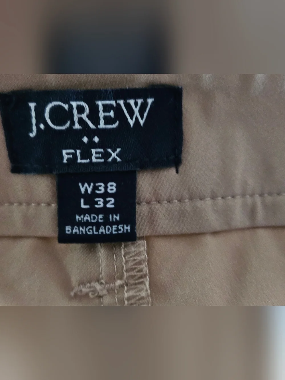 J.Crew Flex Slim Chino Pants Men’s 38x32 Khaki Beige Stretch Casual Flat Front.